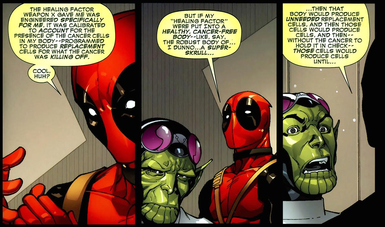 Deadpool talks about his healing factor